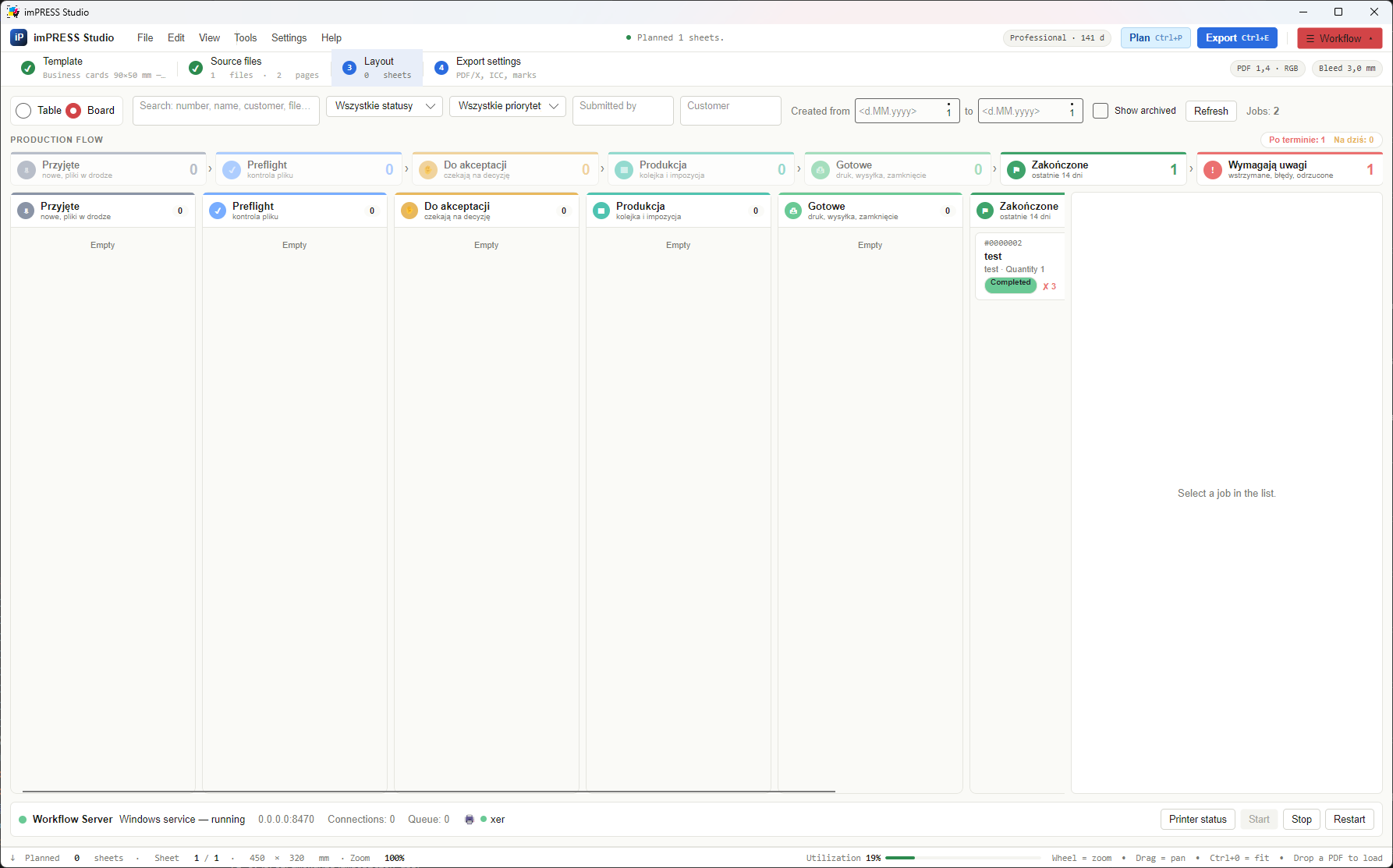 Impress Workflow panel in imPRESS Studio 1.7.0