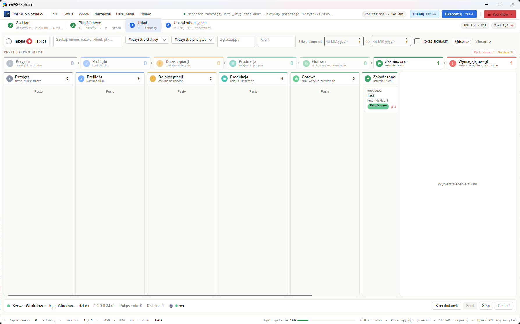 Panel Impress Workflow w aplikacji imPRESS Studio 1.7.0