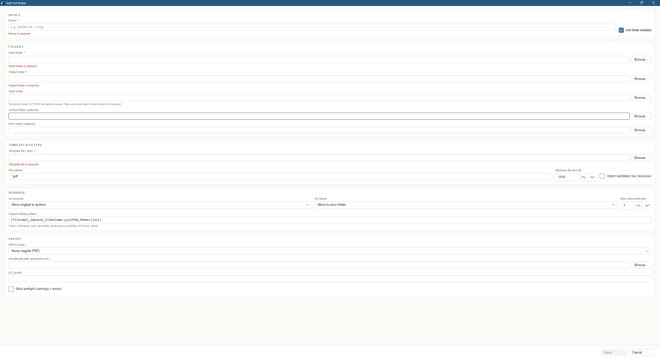 Hot folder manager